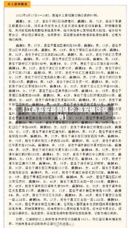 【江西高安最新确诊,高安确诊病例】