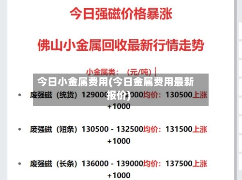 今日小金属费用(今日金属费用最新报价)