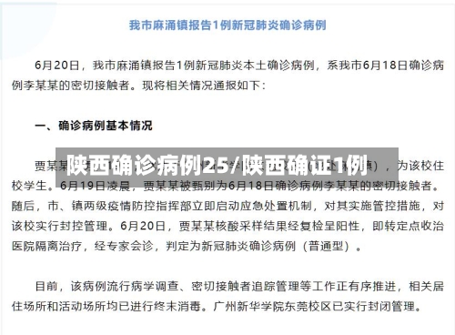 陕西确诊病例25/陕西确证1例