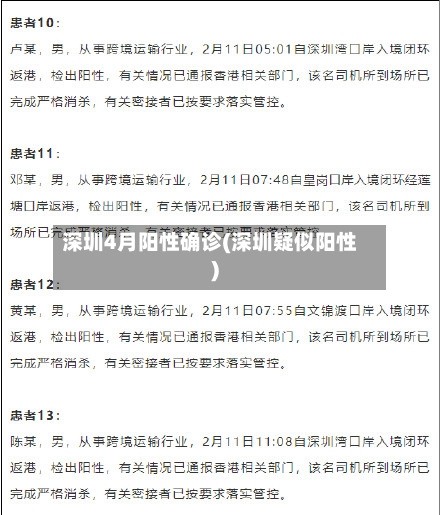 深圳4月阳性确诊(深圳疑似阳性)