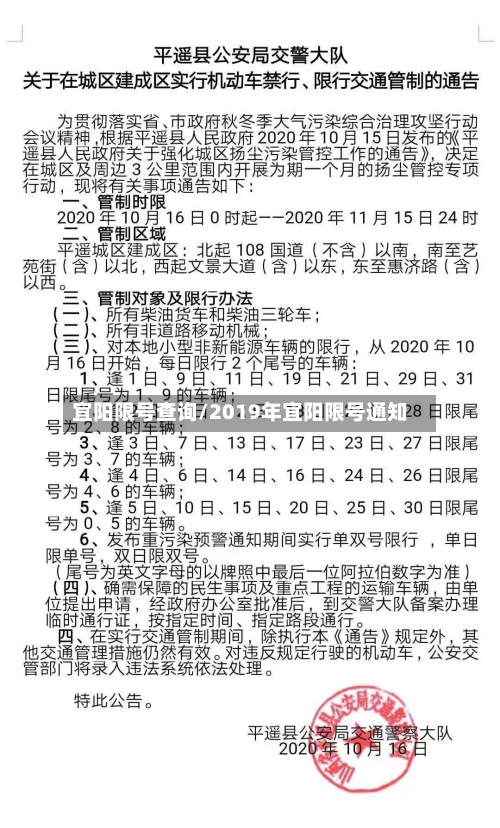 宜阳限号查询/2019年宜阳限号通知