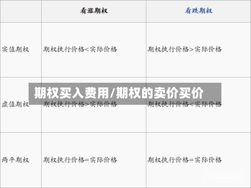 期权买入费用/期权的卖价买价