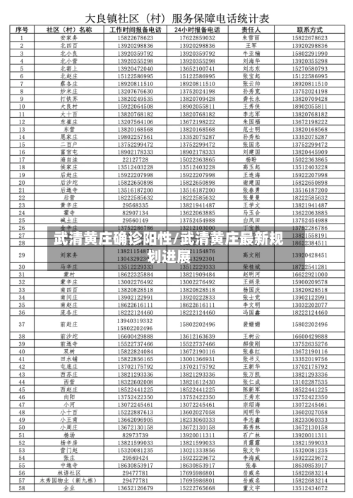 武清黄庄确诊阳性/武清黄庄最新规划进展