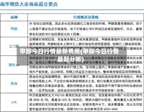 甲醇今日行情最新费用(甲醇今日行情最新分析)-第2张图片