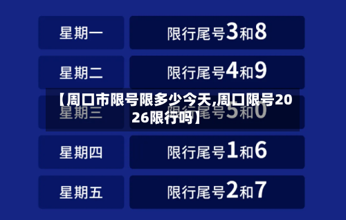 【周口市限号限多少今天,周口限号2026限行吗】