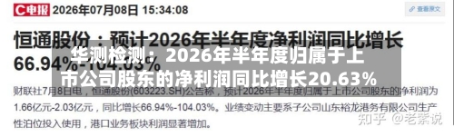 华测检测：2026年半年度归属于上市公司股东的净利润同比增长20.63%-第1张图片