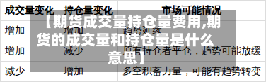【期货成交量持仓量费用,期货的成交量和持仓量是什么意思】
