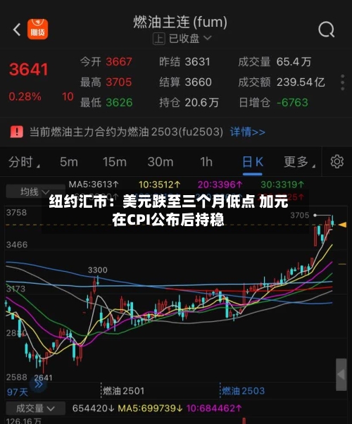 纽约汇市：美元跌至三个月低点 加元在CPI公布后持稳