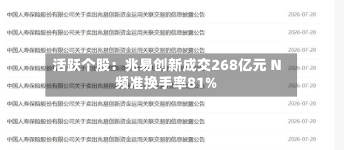 活跃个股：兆易创新成交268亿元 N频准换手率81%