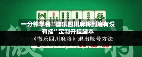 一分钟学会“微乐四川麻将到底有没有挂”定制开挂脚本-第2张图片