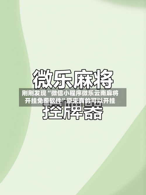 刚刚发现“微信小程序微乐云南麻将开挂免费软件”原来真的可以开挂-第3张图片