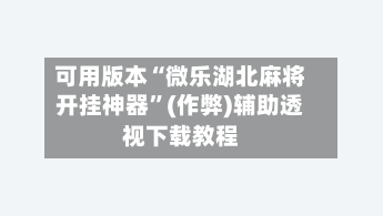 可用版本“微乐湖北麻将开挂神器”(作弊)辅助透视下载教程-第2张图片