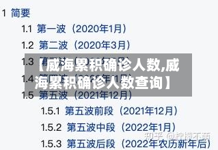 【威海累积确诊人数,威海累积确诊人数查询】