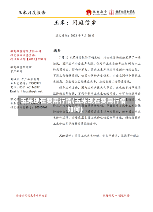 玉米现在费用行情(玉米现在费用行情如何)-第2张图片