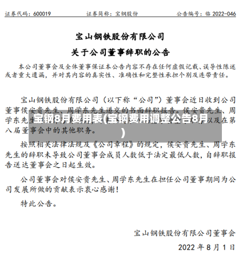 宝钢8月费用表(宝钢费用调整公告8月)-第2张图片
