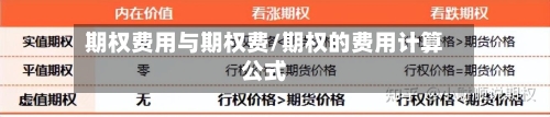 期权费用与期权费/期权的费用计算公式