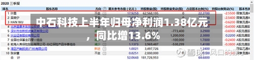 中石科技上半年归母净利润1.38亿元	，同比增13.6%-第2张图片