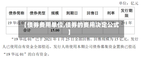 【债券费用单位,债券的费用决定公式】-第2张图片