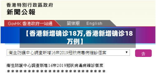 【香港新增确诊18万,香港新增确诊18万例】