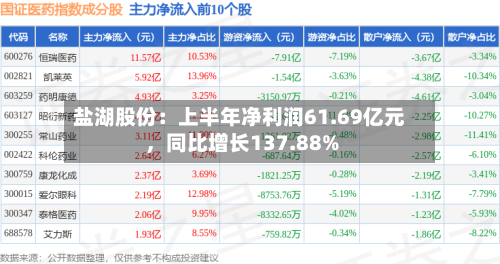 盐湖股份：上半年净利润61.69亿元	，同比增长137.88%-第2张图片