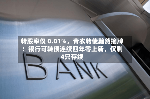 转股率仅 0.01%，青农转债黯然摘牌！银行可转债连续四年零上新，仅剩4只存续
