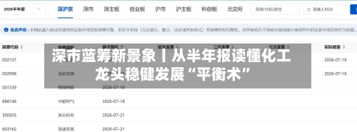 深市蓝筹新景象丨从半年报读懂化工龙头稳健发展“平衡术”