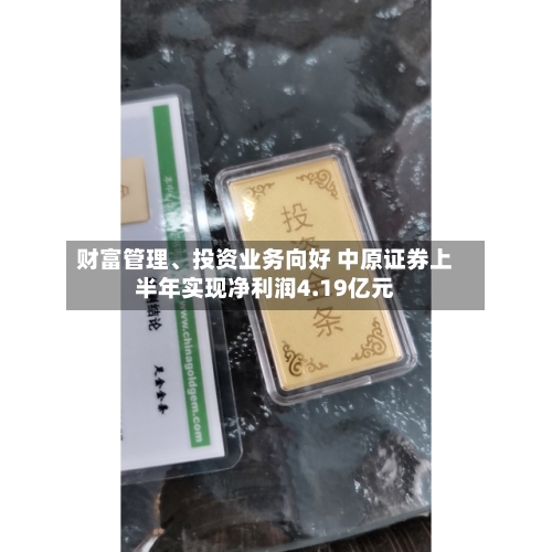 财富管理、投资业务向好 中原证券上半年实现净利润4.19亿元-第2张图片
